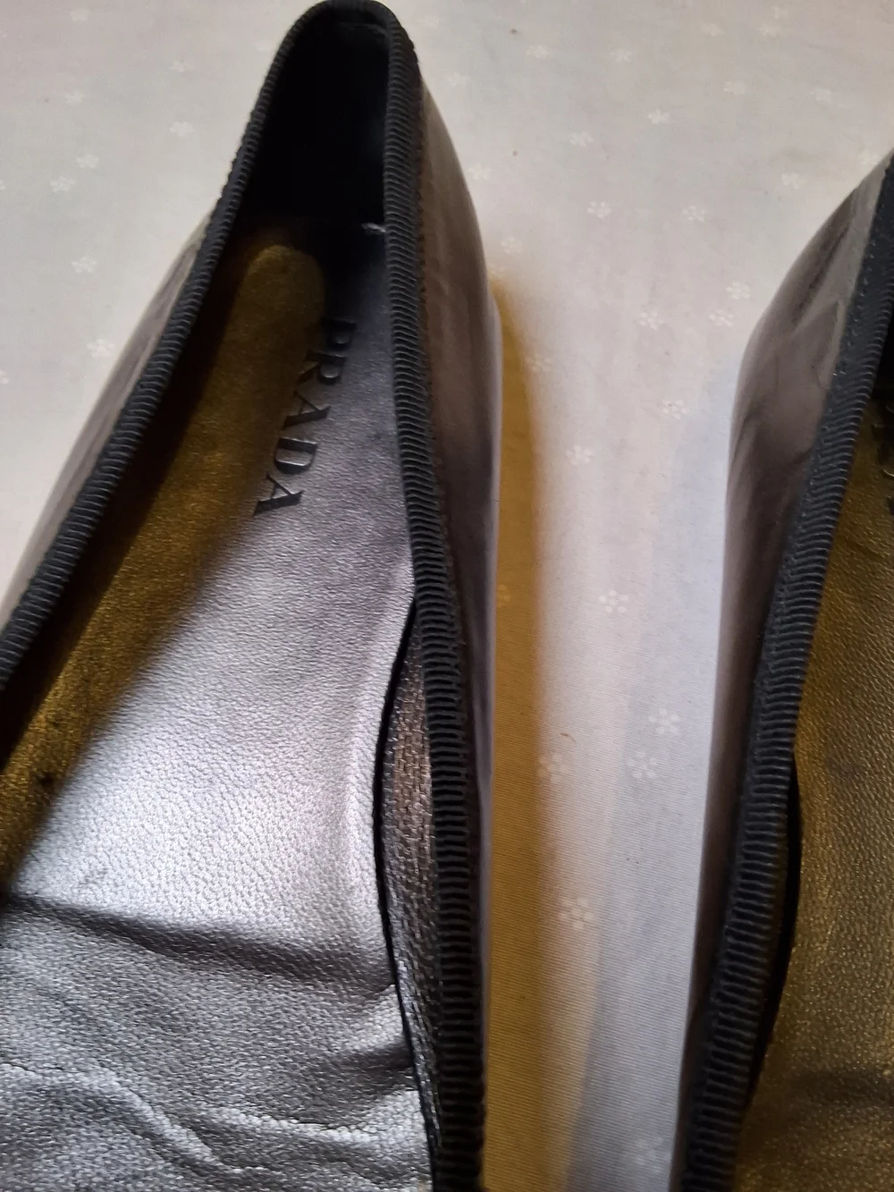 Prada Black Embellished Leather Ballet Flats with Crystal Accents